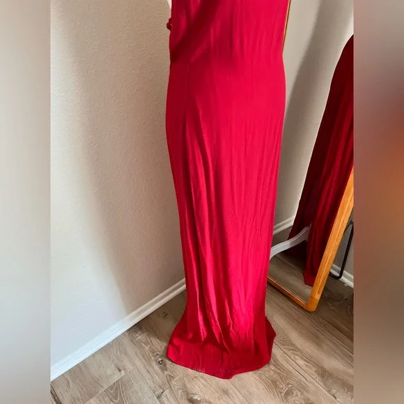 🌶️NYE Reformation🌶️ Odyn Cherry Red Backless Side Slit New Years Eve Gala Dress - Picture 6 of 13